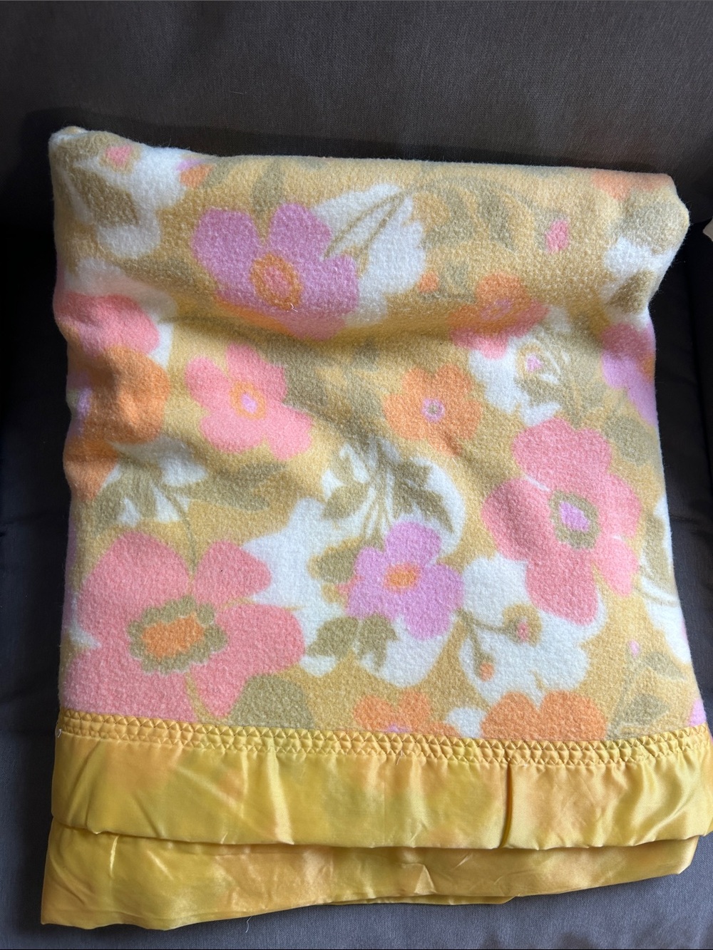 Vintage Floral Blanket - Yellow and Pink
